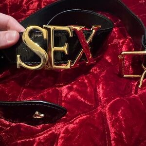 Vivienne Westwood Black SEX Belt with Gold Buckle NEVER WORN
